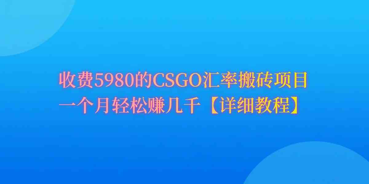 （9776期）CSGO装备搬砖，月综合收益率高达60%，你也可以！-妙创课堂