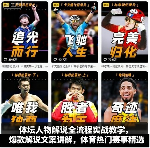 体坛人物解说全流程实战教学，爆款解说文案讲解，体育热门赛事精选-沈臣知识库