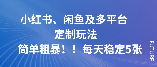 小红书、闲鱼及多平台定制玩法简单粗暴!每天稳定5张-沈臣知识库