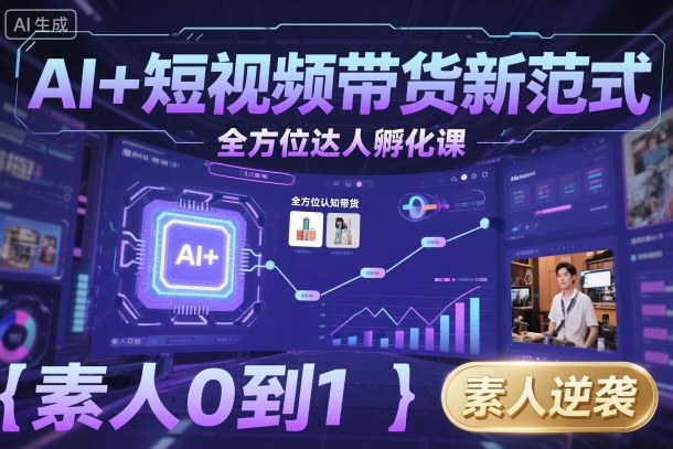AI+短视频带货新范式全方位达人孵化课，素人也可以从0到1，全方位认知短视频带货-沈臣知识库