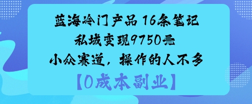 蓝海冷门产品：16条笔记私域变现9750米小众赛道，操作的人不多-沈臣知识库