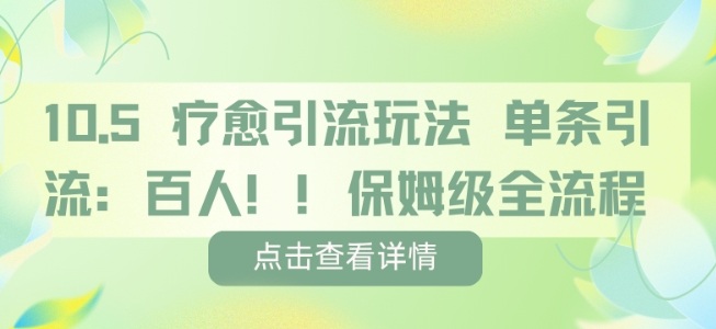 疗愈引流玩法，单条引流百人，保姆级全流程-沈臣知识库