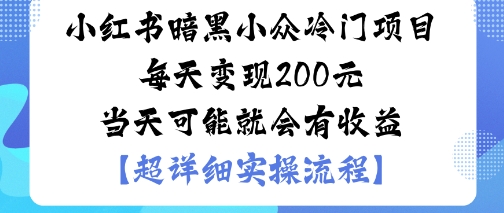 小红书暗黑小众冷门项目每天变现2张当天可能就会有收益-沈臣知识库
