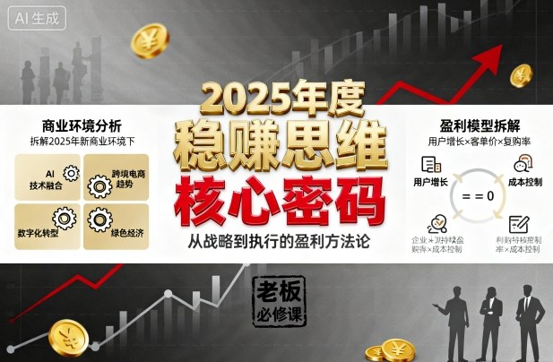 2025年度稳賺思维老板创业营，拆解2025年新商业环境下，企业实现持续盈利的核心密码-沈臣知识库