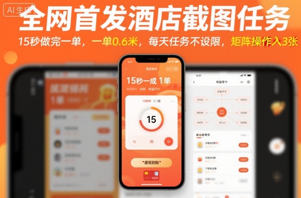 全网首发酒店截图任务，15秒做完一单，一单0.6米，每天任务不设限，矩阵操作日入3张【揭秘】-沈臣知识库