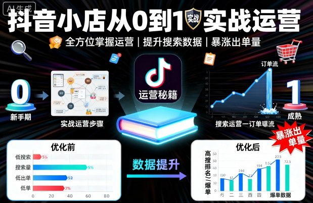 抖音小店从0到1实战运营，帮你全方位掌握小店运营，提升搜索数据与出单量-沈臣知识库