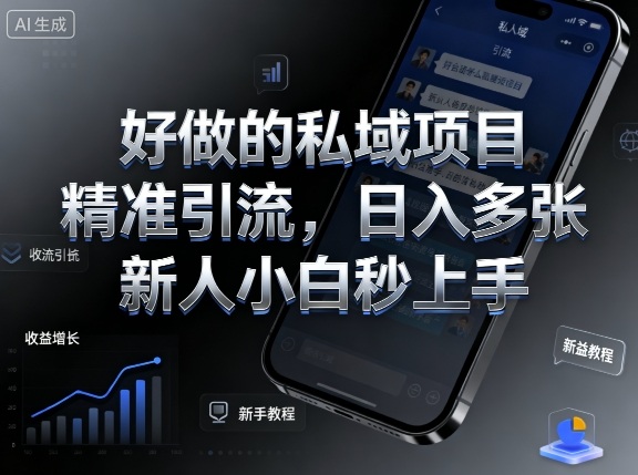 好做的私域项目,精准引流,日入多张,新人小白秒上手-沈臣知识库
