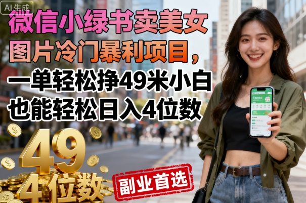 微信小绿书卖美女图片冷门暴利项目，一单轻松挣49米小白也能轻松日入4位数-沈臣知识库