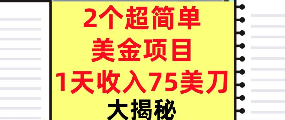 2个超简单美金项目，1天收入75美刀，3分钟学会，内部教程（大揭秘）-沈臣知识库