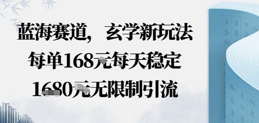 蓝海赛道，玄学新玩法每单168米，每天稳定多张收益，无限制引流可以过豆荚玩法-沈臣知识库