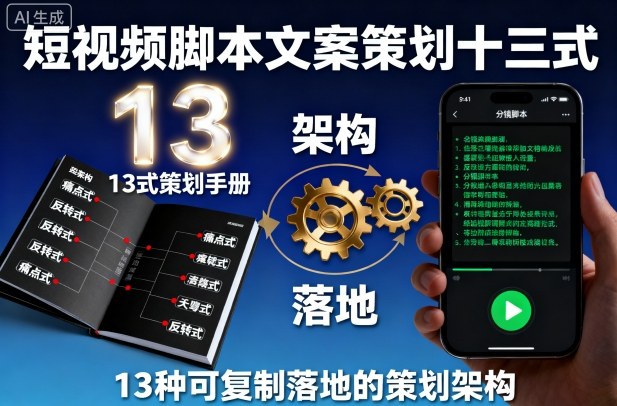 短视频脚本文案策划十三式，13种可复制落地的策划架构-沈臣知识库