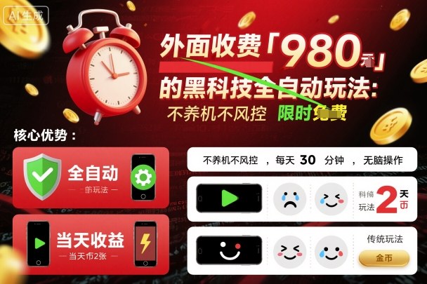 外面收费980的黑科技全自动玩法，不养机不风控，每天30分钟，无脑操作，当天收益2张【揭秘】-沈臣知识库