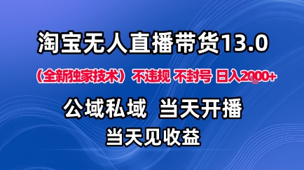 淘宝无人直播13.0,公域私域技术,不封号,不违规布局下半年旺季赛道,日入1K+(独家技术)【揭秘】-沈臣知识库