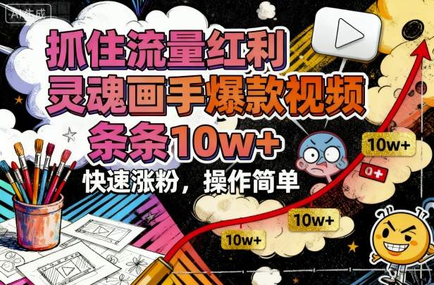 抓住流量红利，灵魂画手爆款视频，条条10w+，快速涨粉，操作简单-沈臣知识库