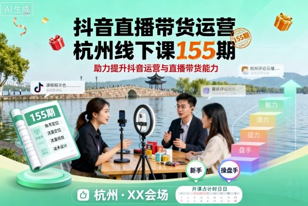 抖音直播带货运营杭州线下课155期，助力提升抖音运营与直播带货能力-沈臣知识库