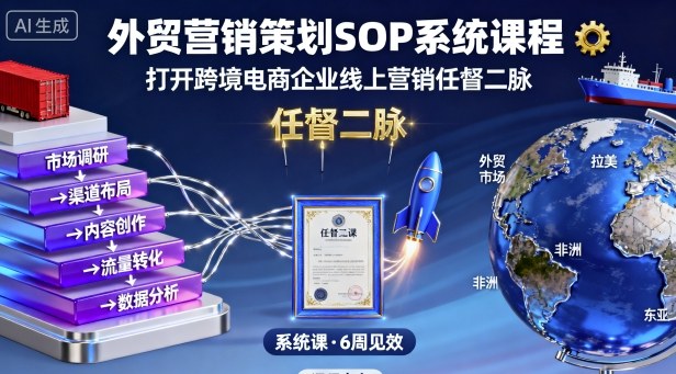 外贸营销策划SOP系统课程，打开跨境电商企业线上营销任督二脉-沈臣知识库