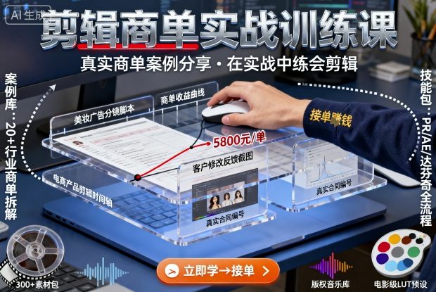 剪辑商单实战训练课，真实商单案例分享，在实战中练会剪辑-沈臣知识库