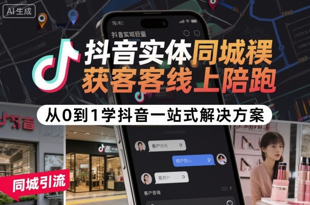 抖音实体同城获客线上陪跑，从0到1学抖音一站式解决方案-沈臣知识库