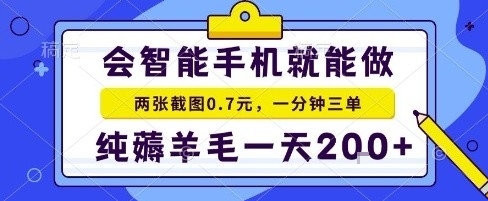 手机项目，二十秒一单，纯薅羊毛一天2张+做就有【揭秘】-沈臣知识库
