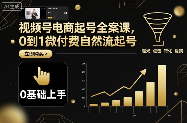视频号电商起号全案课，0到1微付费自然流起号-沈臣知识库