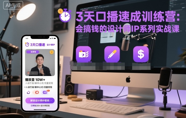 3天口播速成训练营，会搞钱的设计师IP系列实战课-沈臣知识库