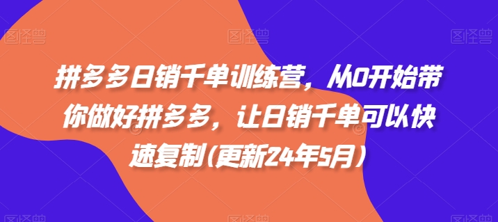 拼多多日销千单训练营，从0开始带你做好拼多多，让日销千单可以快速复制(更新25年9月)-沈臣知识库