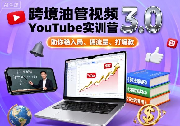跨境油管视频YouTube实训营3.0，助你稳入局、搞流量、打爆款-沈臣知识库