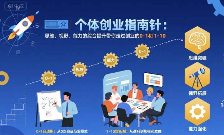 个体创业指南针，思维、视野、能力的综合提升带你走过创业的0-1和1-10【音频】-沈臣知识库