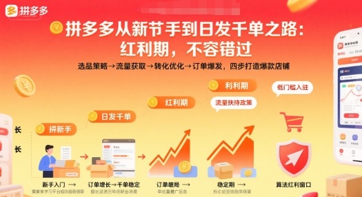 拼多多从新手到日发千单之路，拼多多红利期，不容错过【音频】-沈臣知识库