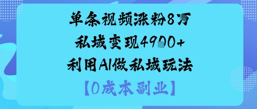 单条视频涨粉8W私域变现1k+利用AI做私域玩法-沈臣知识库
