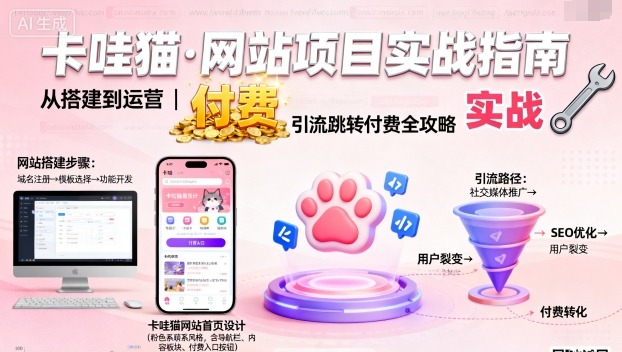 卡哇猫·网站项目，网站搭建与运营以及引流跳转付费-沈臣知识库
