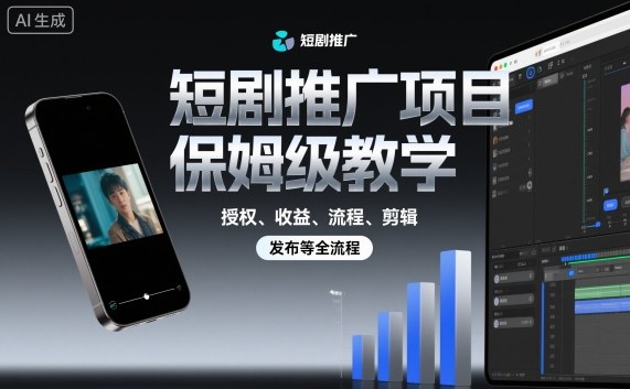 短剧推广项目保姆级教学,授权、收益、流程、剪辑,发布等全流程-沈臣知识库