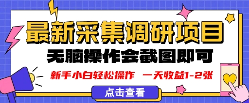 新版采集调研项目，截图上传即可，无脑操作，日收益1-2张-沈臣知识库
