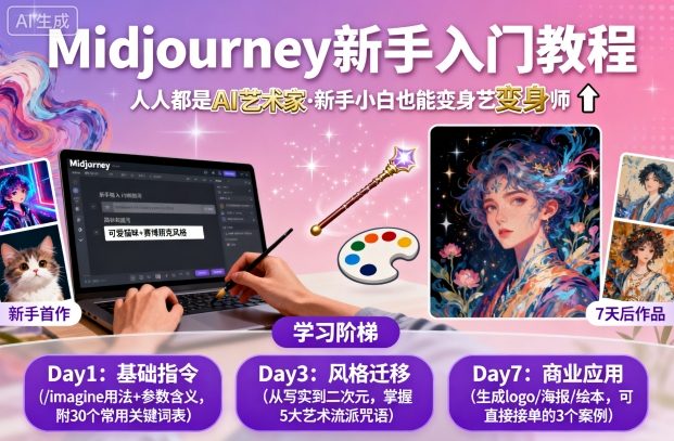 midjourney新手入门教程：人人都是AI艺术家，新手小白也能变身艺术大师-沈臣知识库