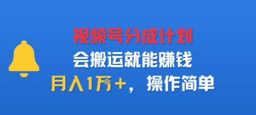 视项号分成计划会搬运就能賺钱，月入1W+，操作简单-沈臣知识库