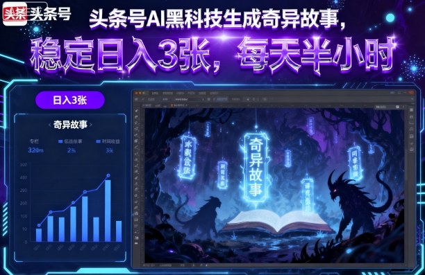头条号AI黑科技生成奇异故事，稳定日入3张，每天半小时-沈臣知识库