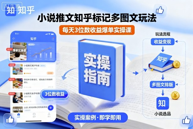 小说推文知乎标记多图文玩法，每天3位数收益爆单实操课-沈臣知识库