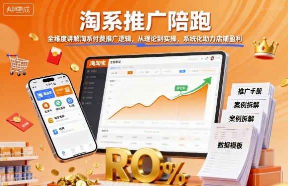 淘系推广陪跑，全维度讲解淘系付费推广逻辑，从理论到实操，系统化助力店铺盈利-沈臣知识库