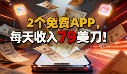 2个免费APP,轻松挣美刀,1天收入79刀,0门槛,当天就有收入-沈臣知识库