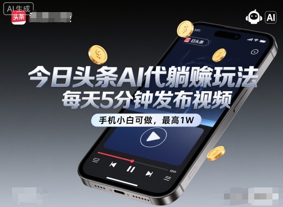 今日头条AI代躺賺玩法,每天5分钟发布视频,手机小白可做,最高1W+【揭秘】-沈臣知识库
