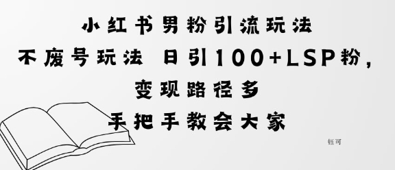 小红书男粉引流玩法不废号玩法日引100+LSP粉，变现路径多-沈臣知识库