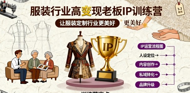服装行业高变现老板IP训练营，让服装定制行业更美好-沈臣知识库
