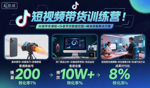短视频带货训练营,抖音带货课程+抖音带货数据挖掘+精准获客解决方案-沈臣知识库