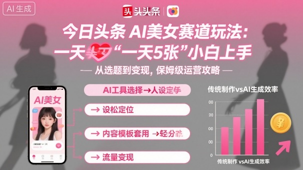 今日头条AI美女赛道玩法，一天轻松5张，小白轻松上手-沈臣知识库