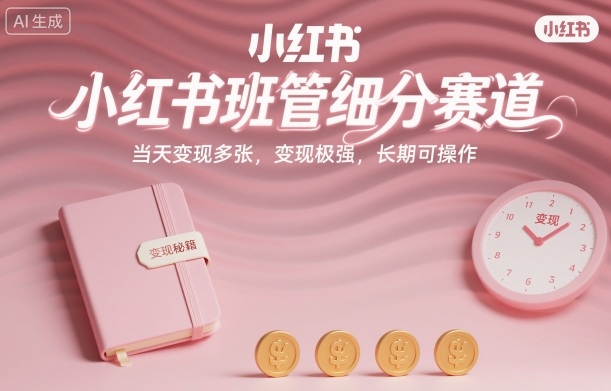 小红书班管细分赛道,当天变现多张,变现极强,长期可操作-沈臣知识库