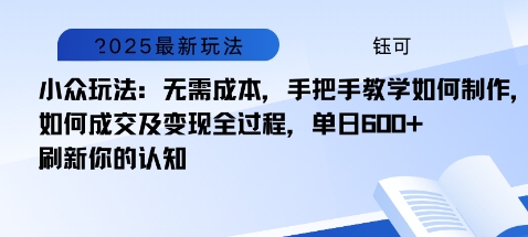 小众玩法：无需成本，手把手教学如何制作，如何成交及变现全过程，单日6张-沈臣知识库