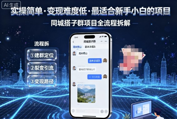实操简单，变现难度低，最适合新手小白做的项目，每天轻松收入3张，同城搭子群项目全流程拆解-沈臣知识库