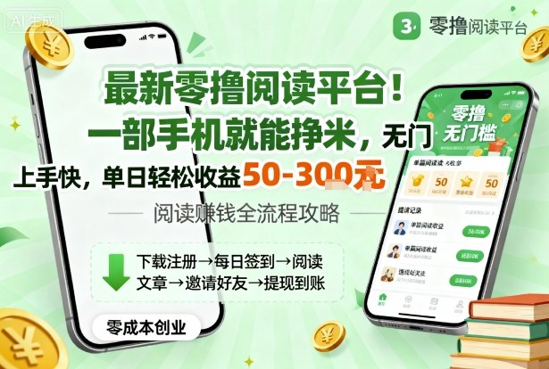 最新零撸阅读平台！一部手机就能挣米，无门槛上手快，单日轻松收益50-3张【揭秘】-沈臣知识库