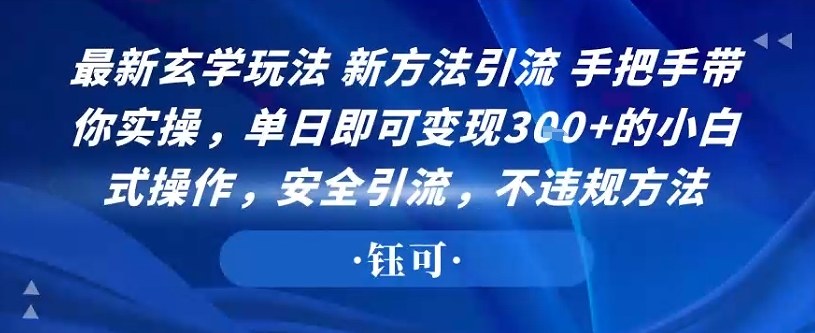 最新玄学玩法新方法引流手把手带你实操，单日即可变现3张+的小白式操作，安全引流，不违规方法-沈臣知识库