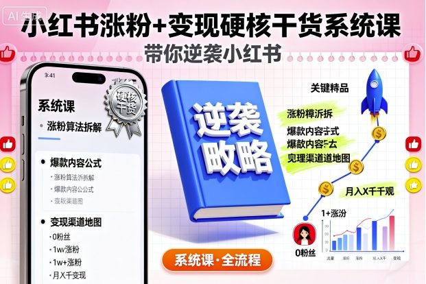 小红书涨粉+变现硬核干货系统课，带你逆袭小红书-沈臣知识库